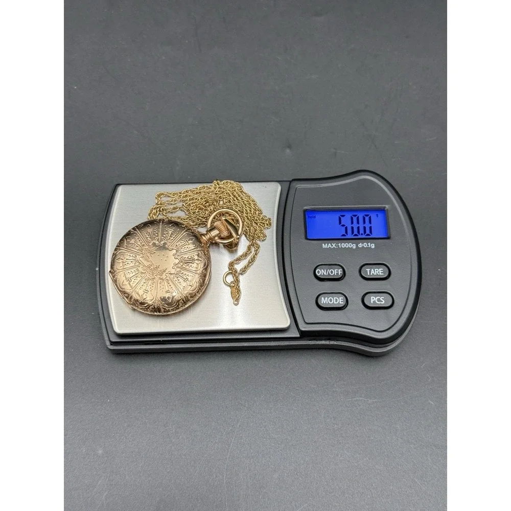 14K SOLID GOLD AMERICAN WALTHAM POCKET WATCH WITH CHAIN 15J
